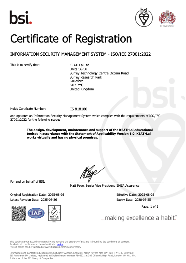 ISO/IEC 27001:2022 Certificate